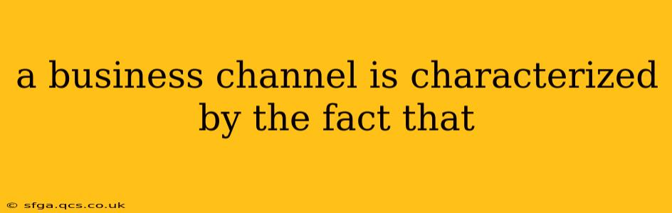 a business channel is characterized by the fact that