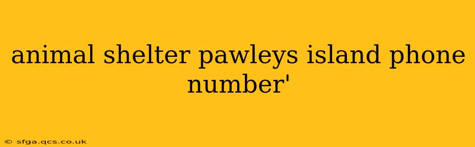 animal shelter pawleys island phone number'