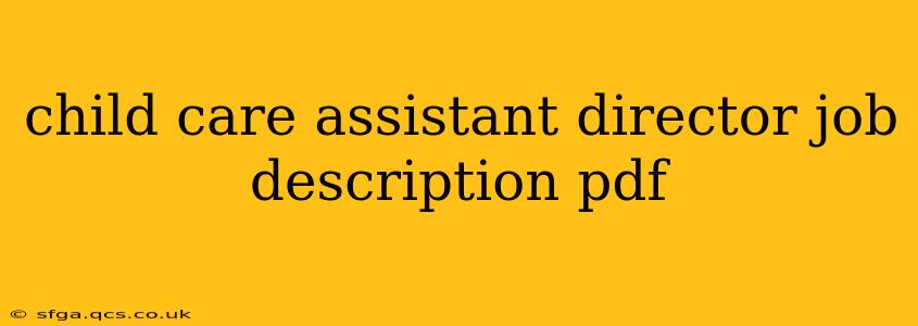 child care assistant director job description pdf