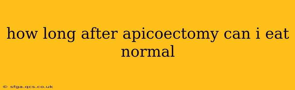 how long after apicoectomy can i eat normal