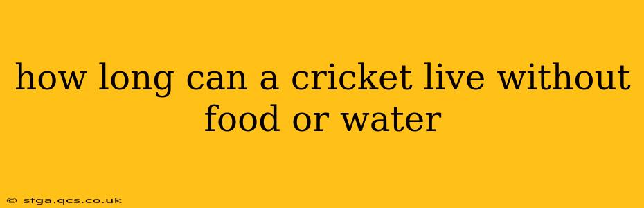 how long can a cricket live without food or water