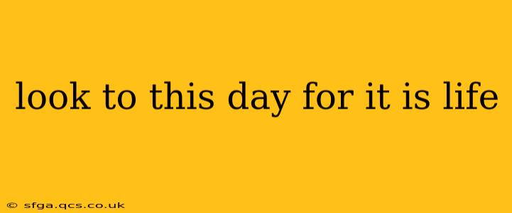 look to this day for it is life