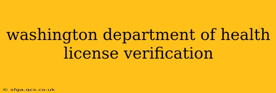 washington department of health license verification