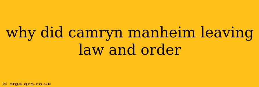 why did camryn manheim leaving law and order